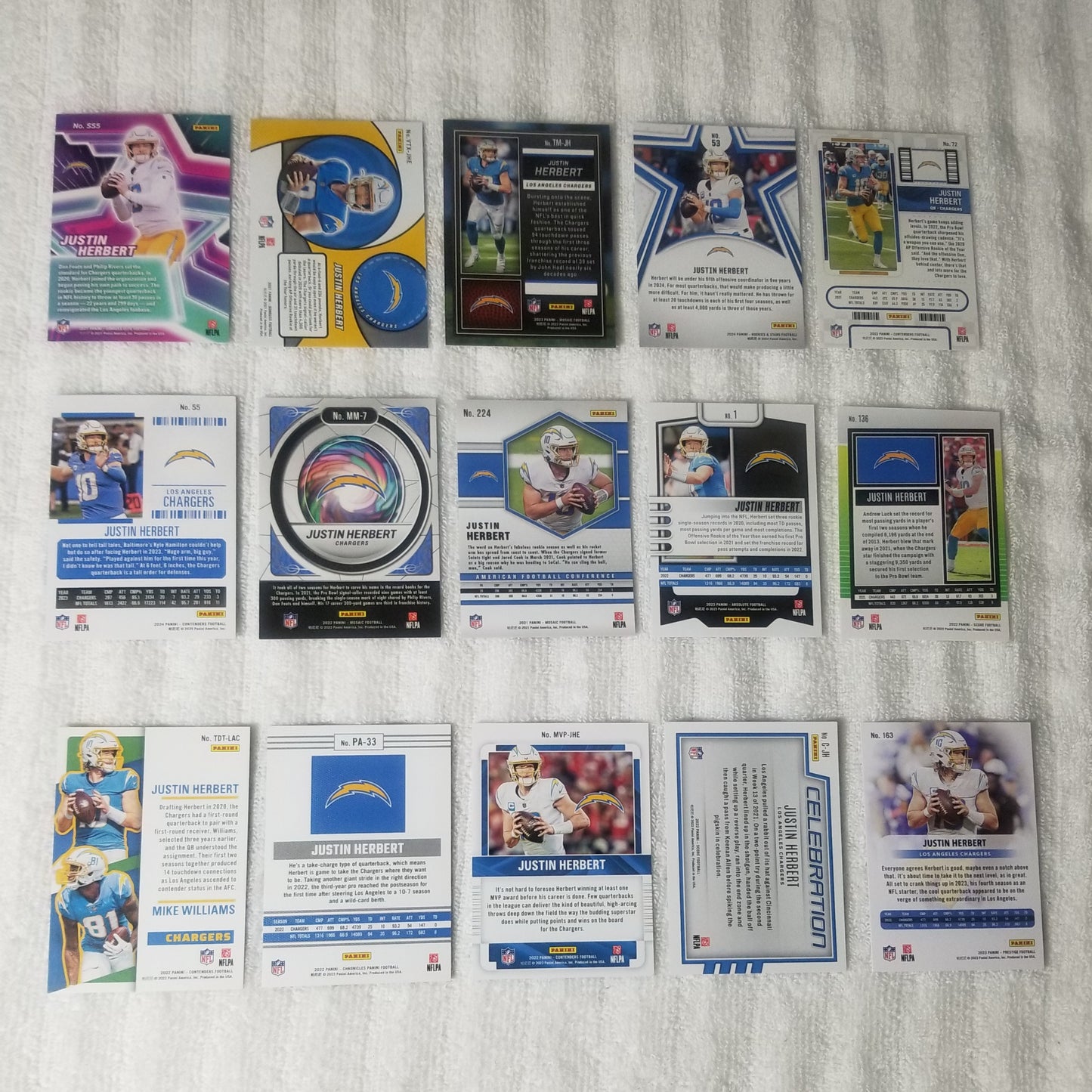 Justin Herbert Los Angeles Chargers Lot of 15