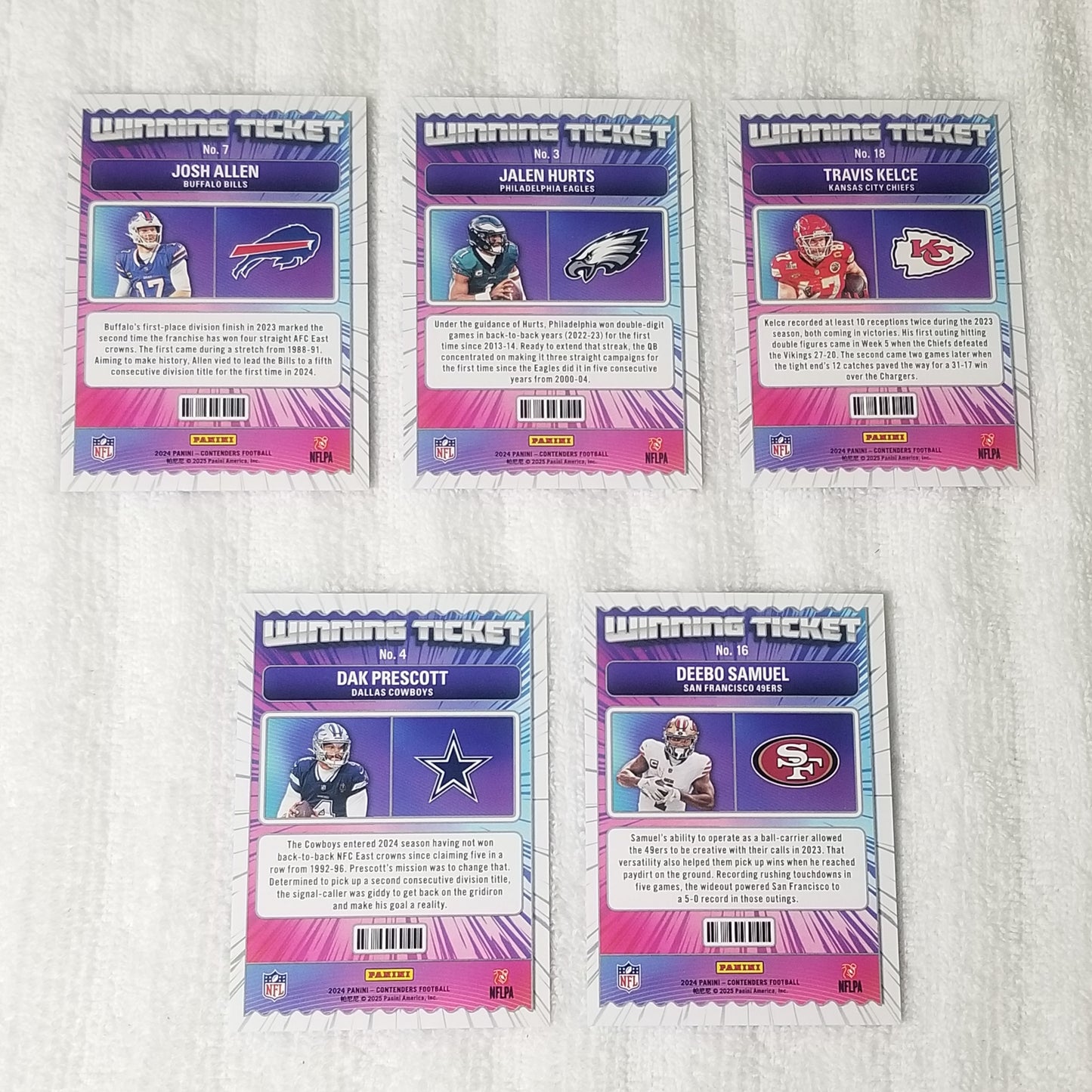 2024 Contenders Football Winning Ticket Lot of 5