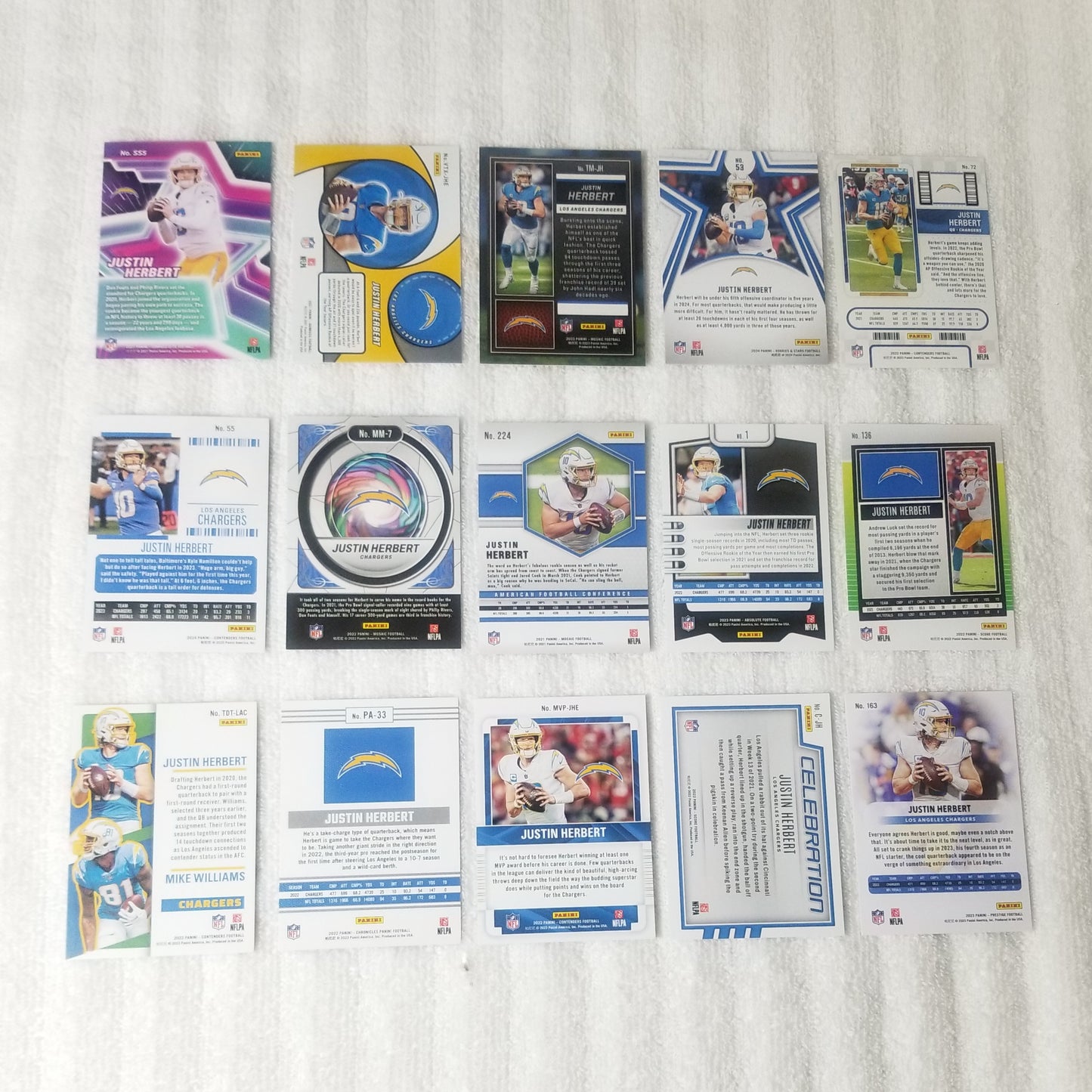 Justin Herbert Los Angeles Chargers 15 Card Lot