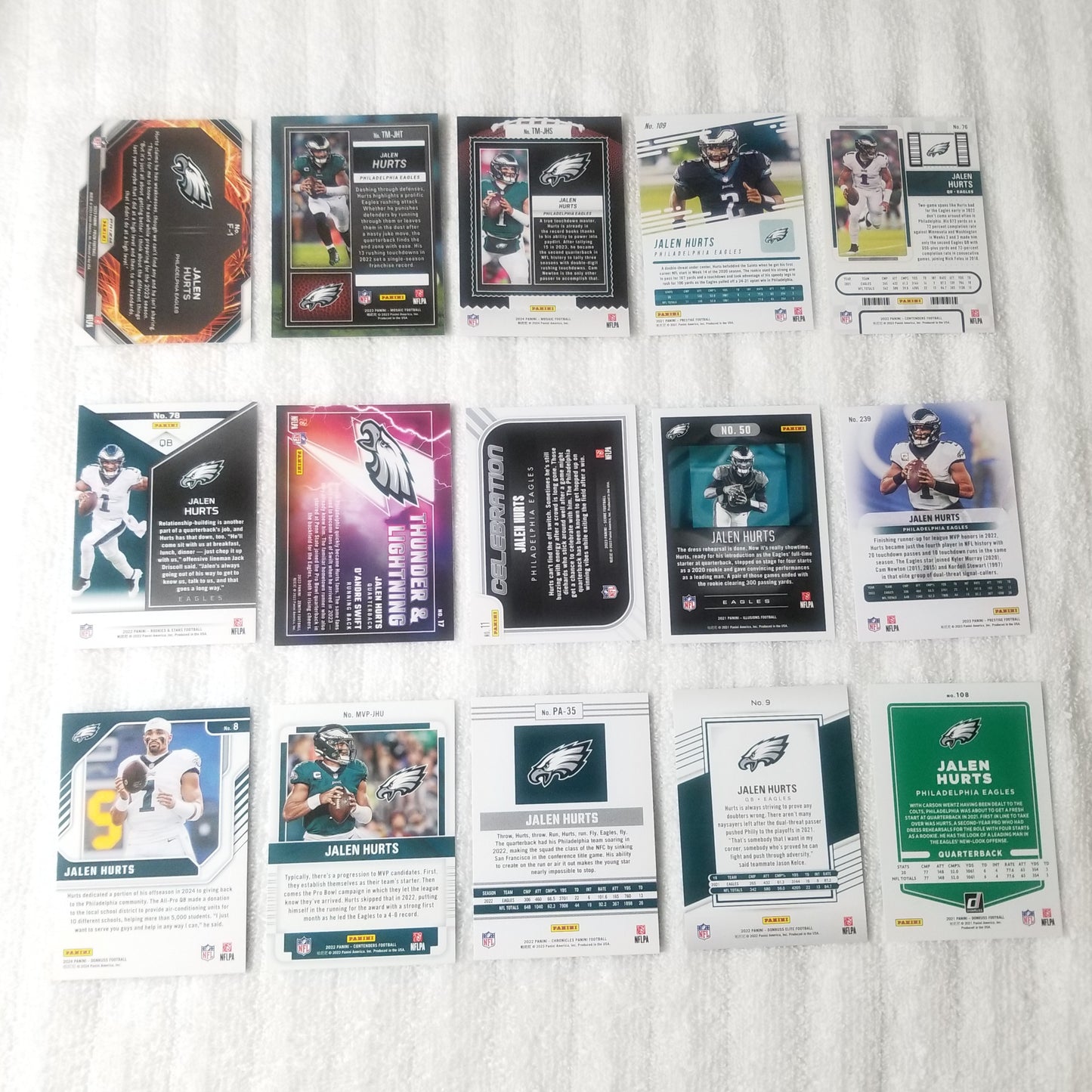 Jalen Hurts Philadelphia Eagles 15 Card Lot