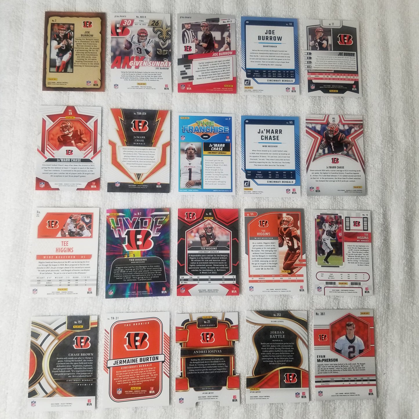 Cincinnati Bengals 20 Card Team Lot