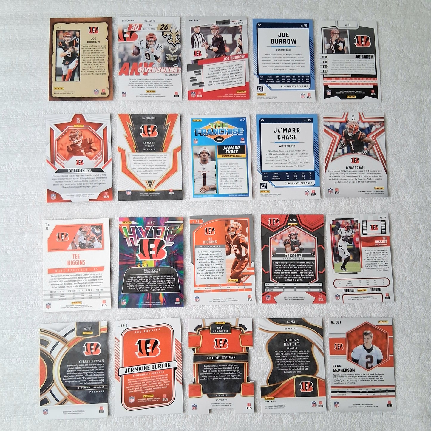 Cincinnati Bengals 20 Card Team Lot