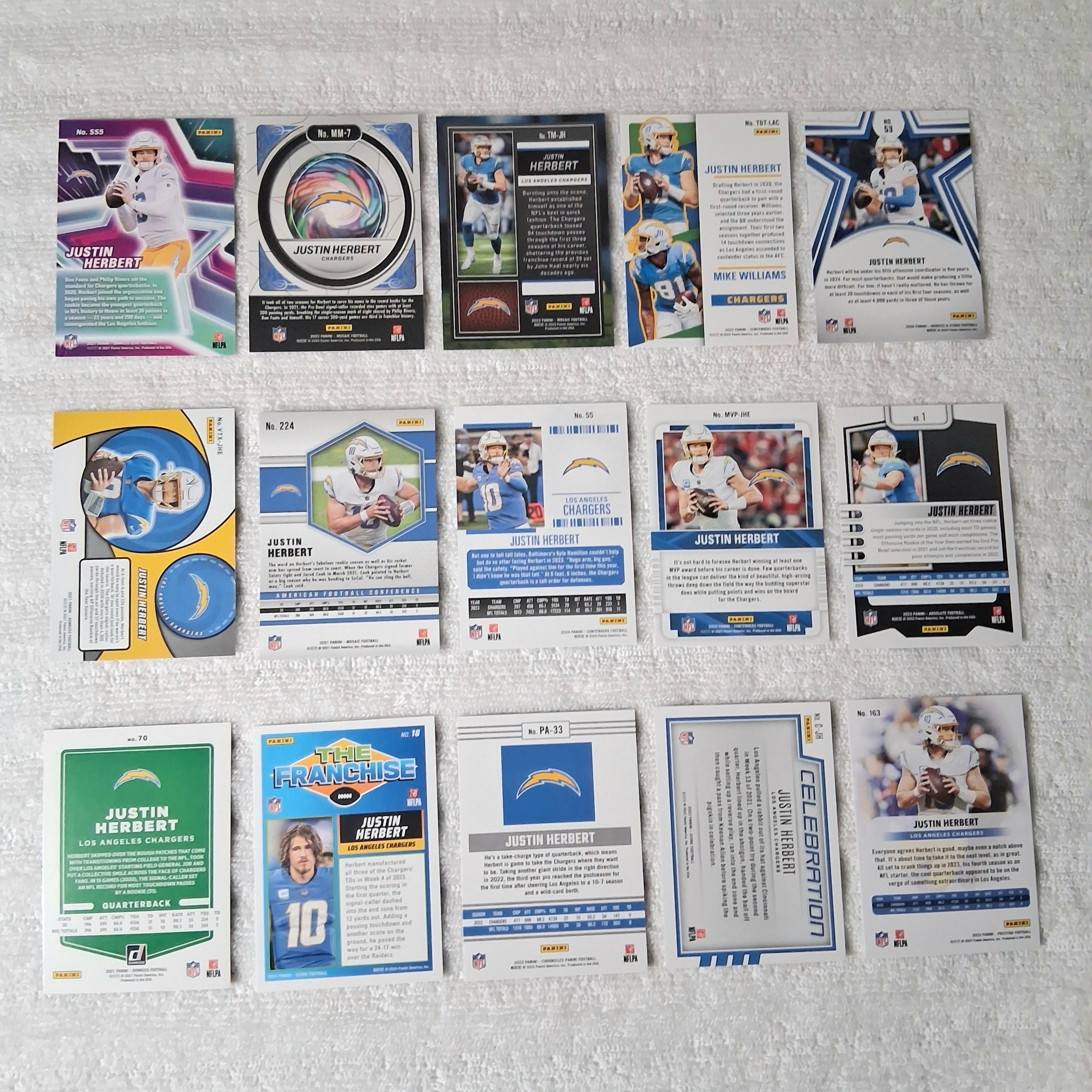 Justin Herbert Los Angeles Chargers 15 Card Lot