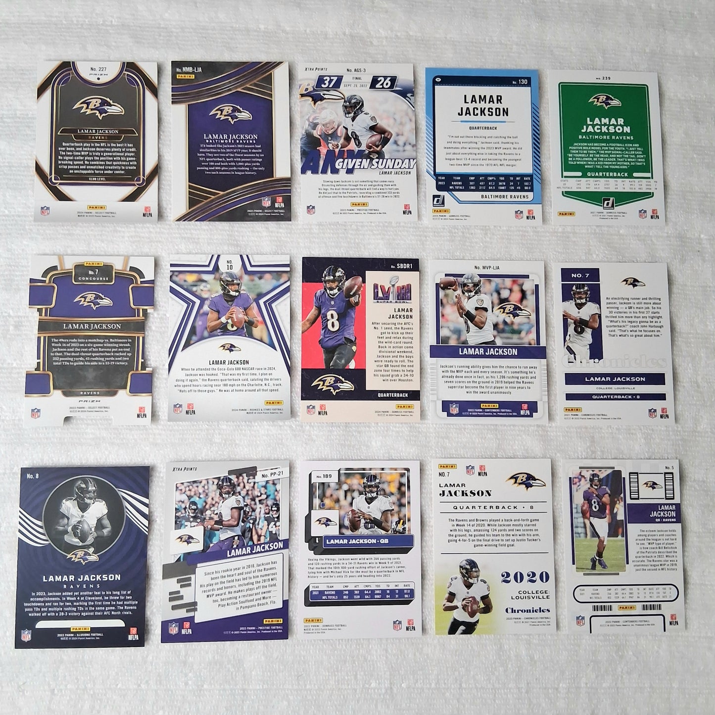 Lamar Jackson Baltimore Ravens 15 Card Lot