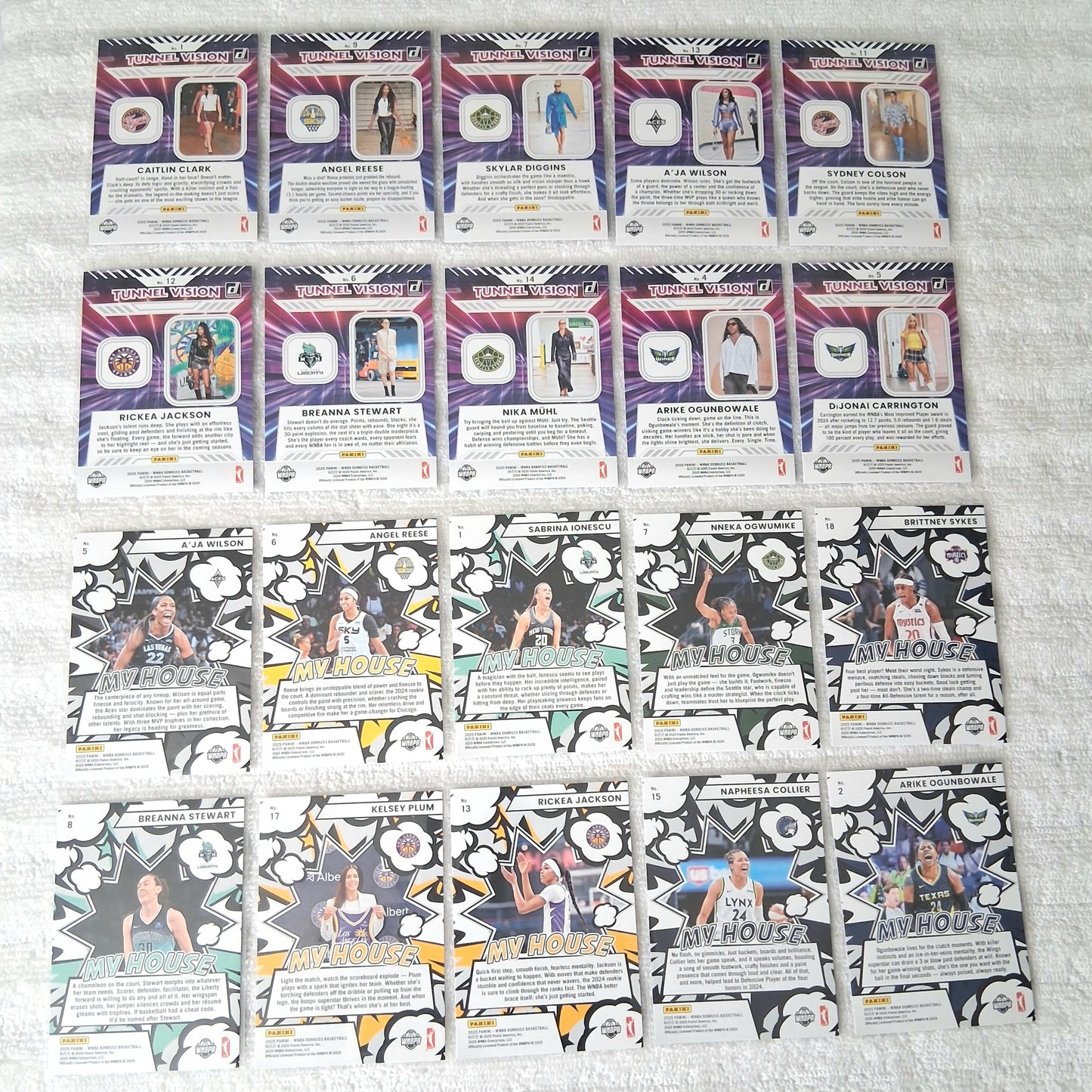 2025 WNBA Donruss Tunnel Vision & My House Insert Lot of 20