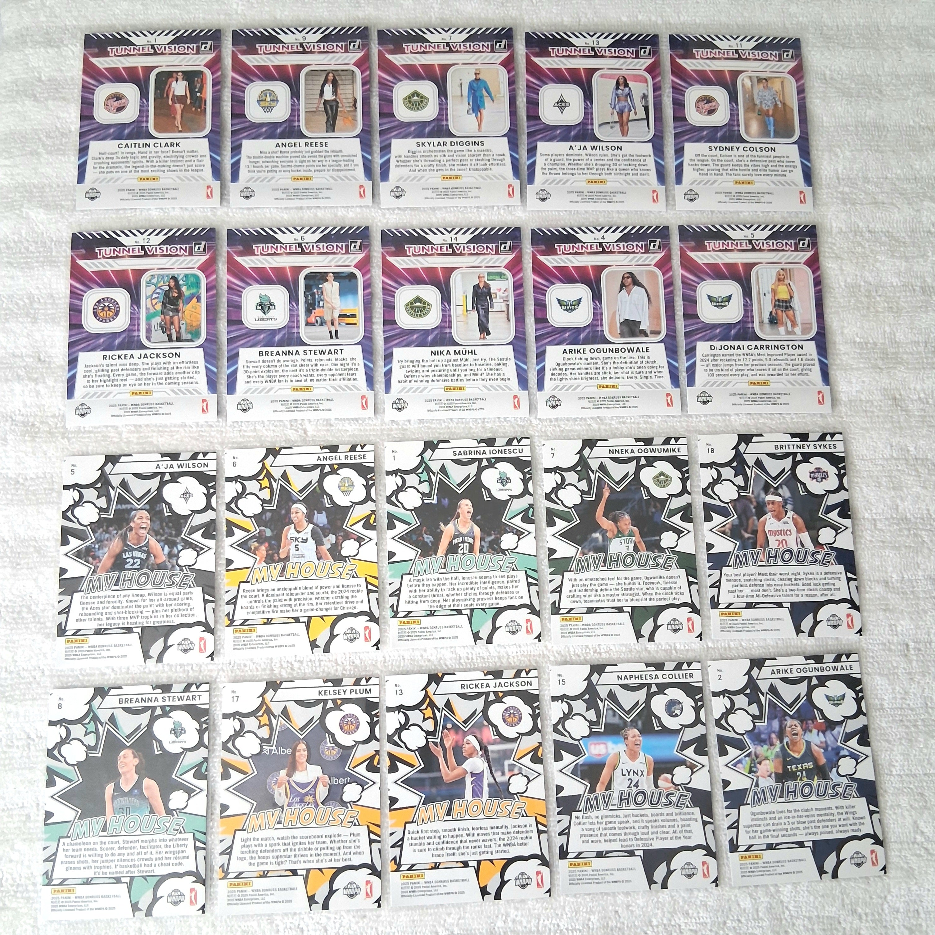 2025 WNBA Donruss Tunnel Vision & My House Insert Lot of 20