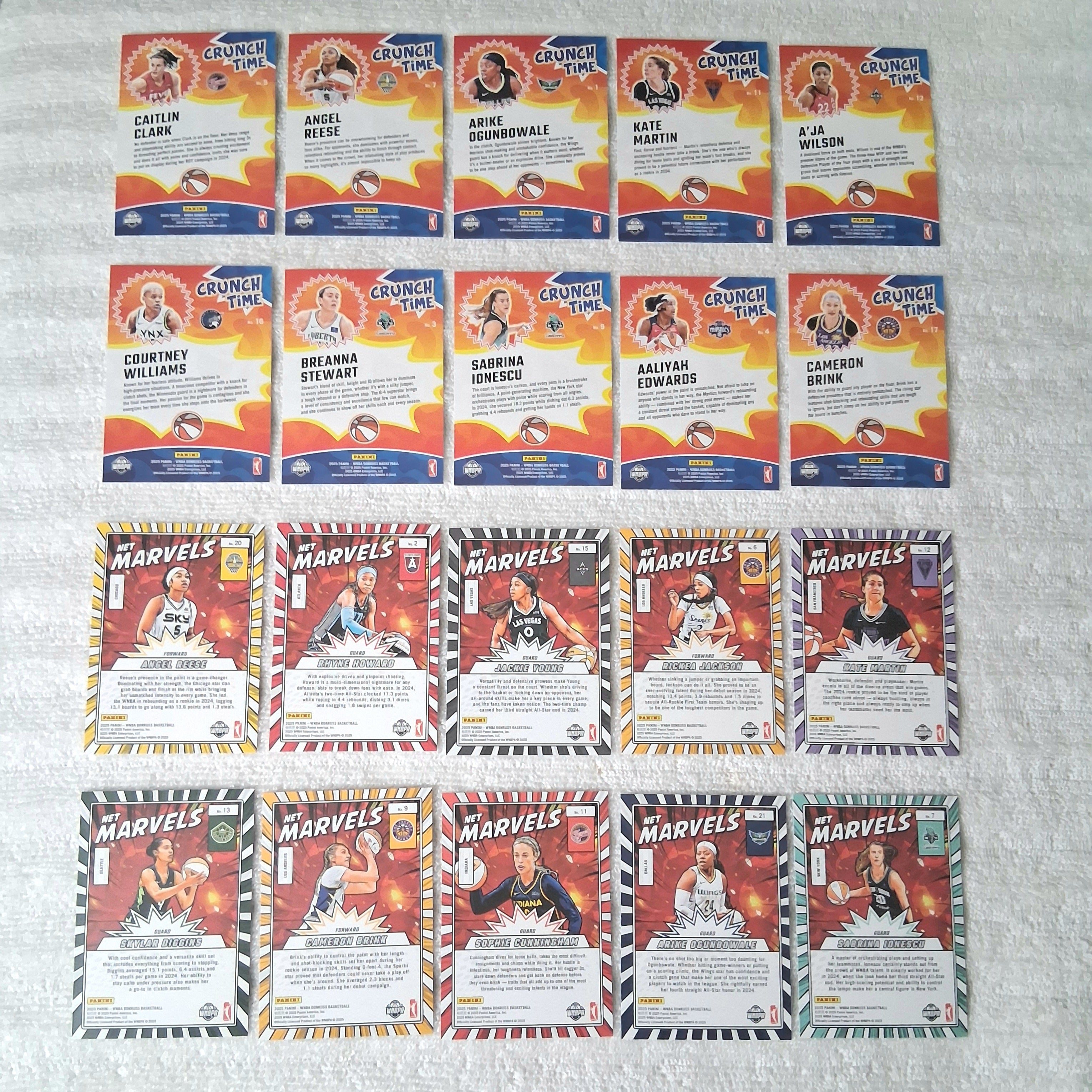 2025 WNBA Donruss Crunch Time & Net Marvels Insert Lot of 20