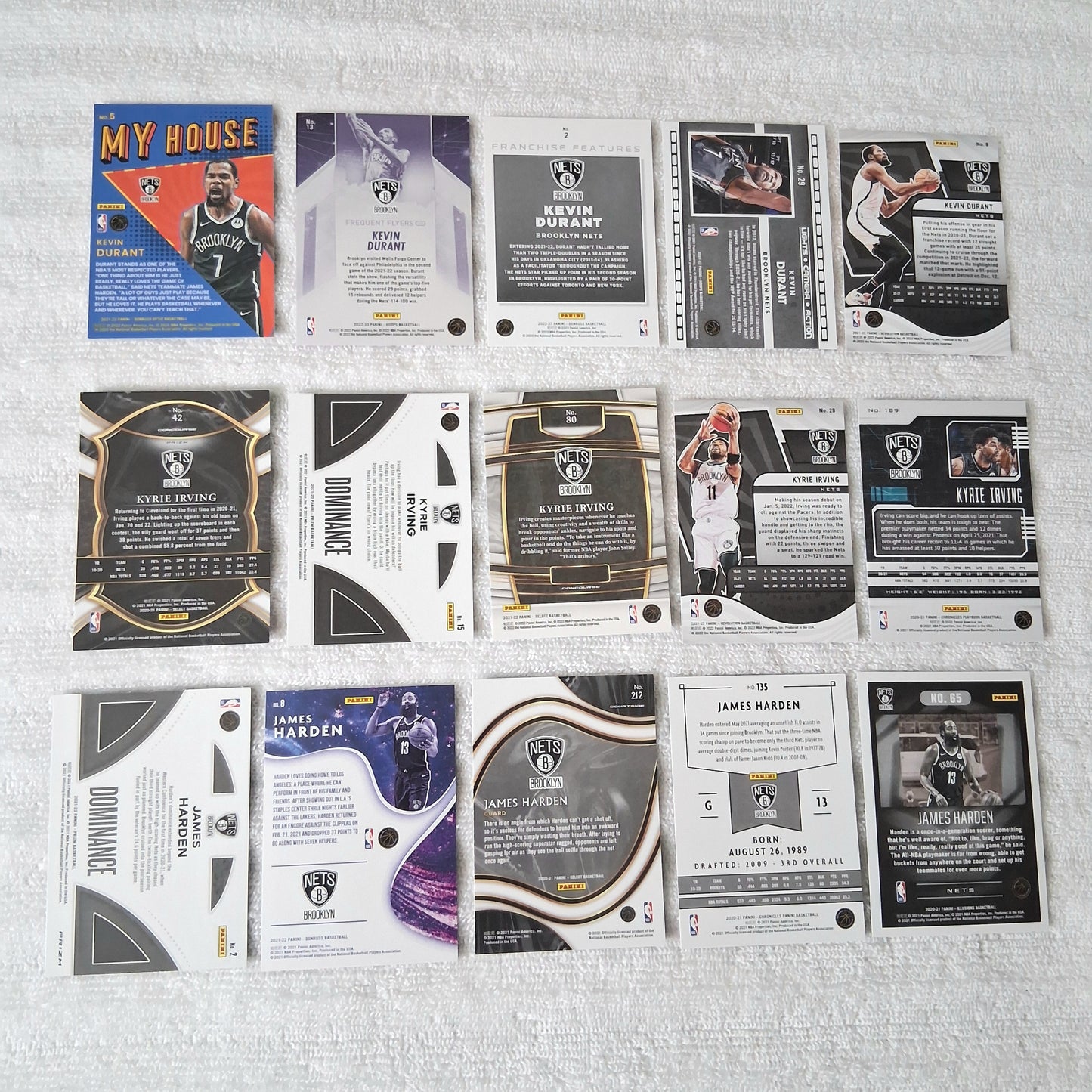 Brooklyn Nets Durant, Irving, Harden 15 Card Team Lot